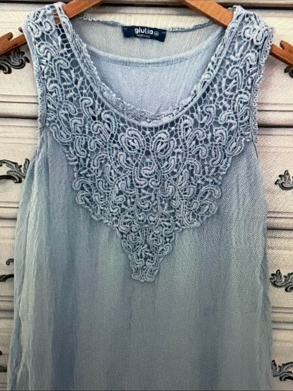 Vici Light Blue Lace-Detail Sleeveless Camisole